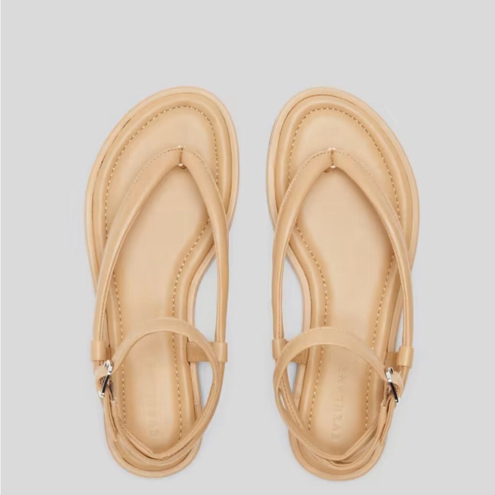 New Everlane The Endless Summer Leather Thong Sandal in Light Taupe Size 7